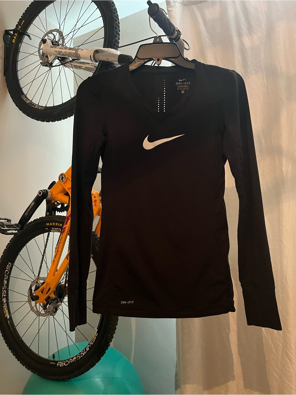 Nike Black Dri-Fit Top with White Swoosh and back ventilation